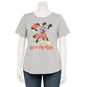 Disney Mickey Minnie Mouse Christmas Shirt Women 2X Gray Share the Magic Tee NEW